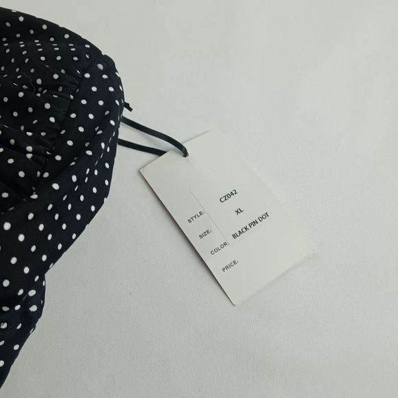 Unique Vintage XL 50'S STYL BEACH BABE Women's Swim Suit NWT BLACK W/ WHITE DOTS - Picture 15 of 16